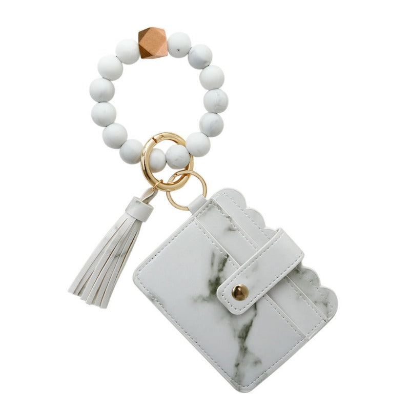 Wholesale Silicone Pendant Leather PU Tassel Card Bag Keychains